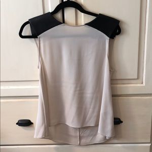 Alice and Olivia silk and leather tank